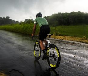 road biking on custom handbuilt carbon disc for speed